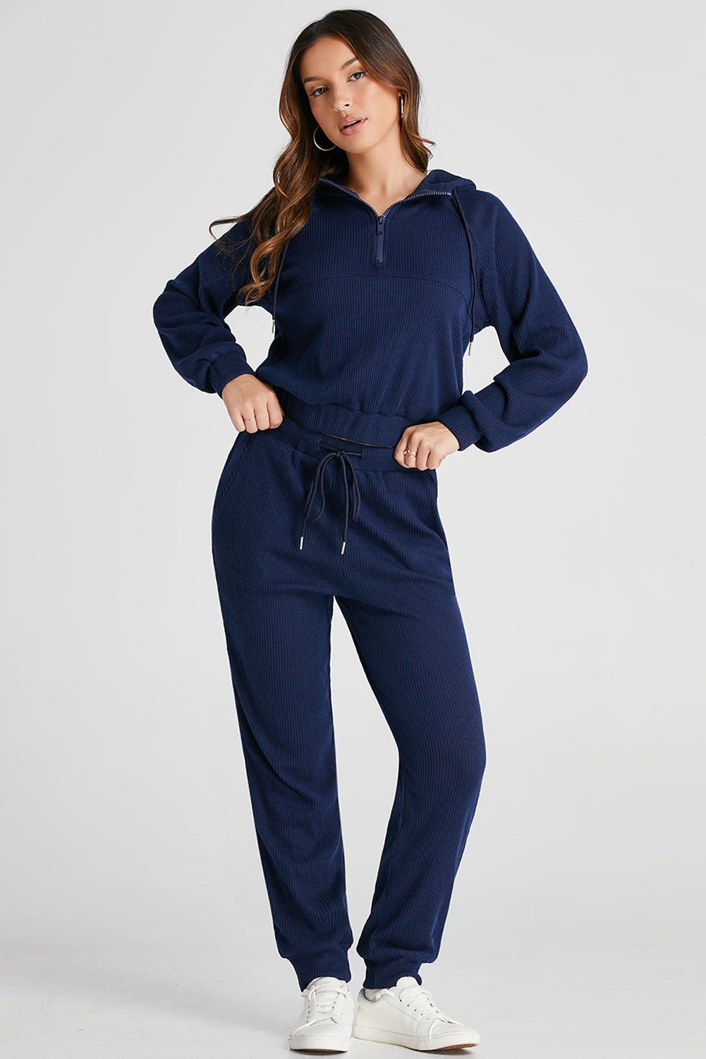 Drawstring Half Zip Hoodie and Joggers Active Set - GirlyBayActivewearDrawstring Half Zip Hoodie and Joggers Active Set100100875111689SNavyGirlyBayDrawstring Half Zip Hoodie and Joggers Active Set