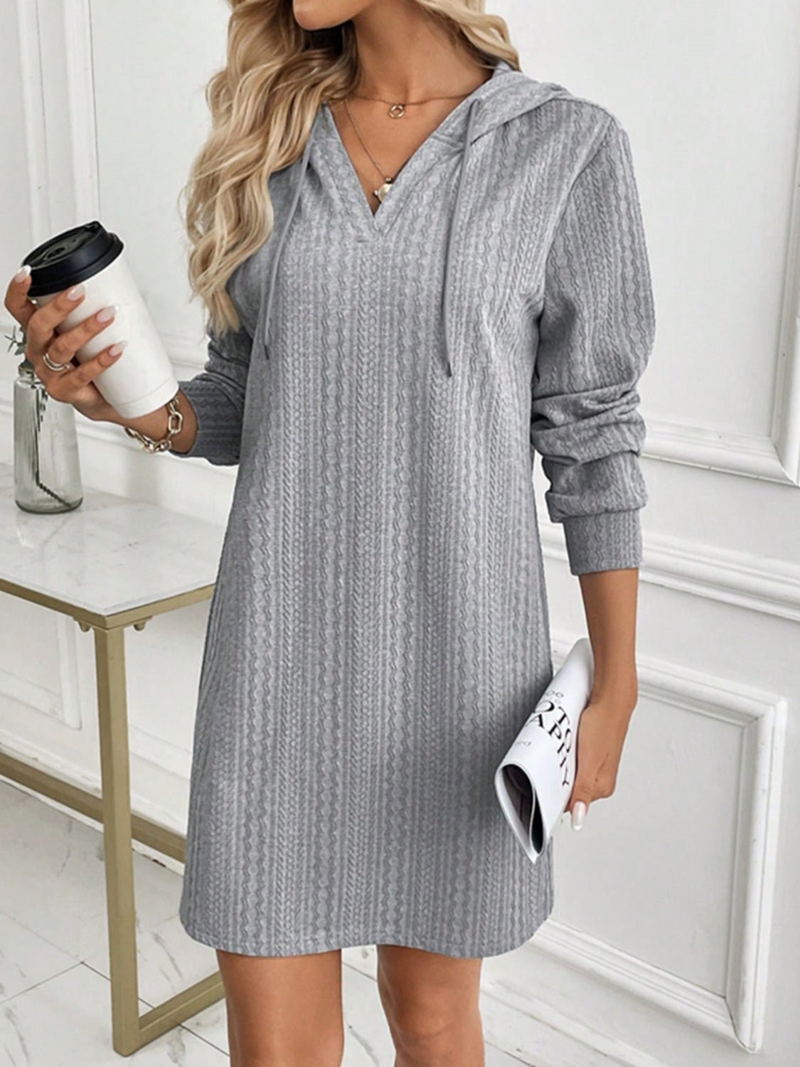 Drawstring Long Sleeve Hooded Mini Dress - GirlyBayMini Dress SuccessDrawstring Long Sleeve Hooded Mini Dress100100965484186SGrayGirlyBayDrawstring Long Sleeve Hooded Mini Dress