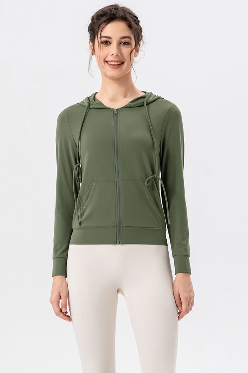 Drawstring Zip Up Hooded Active Outerwear - GirlyBayActivewearDrawstring Zip Up Hooded Active Outerwear100100383739767SMatcha GreenGirlyBayDrawstring Zip Up Hooded Active Outerwear