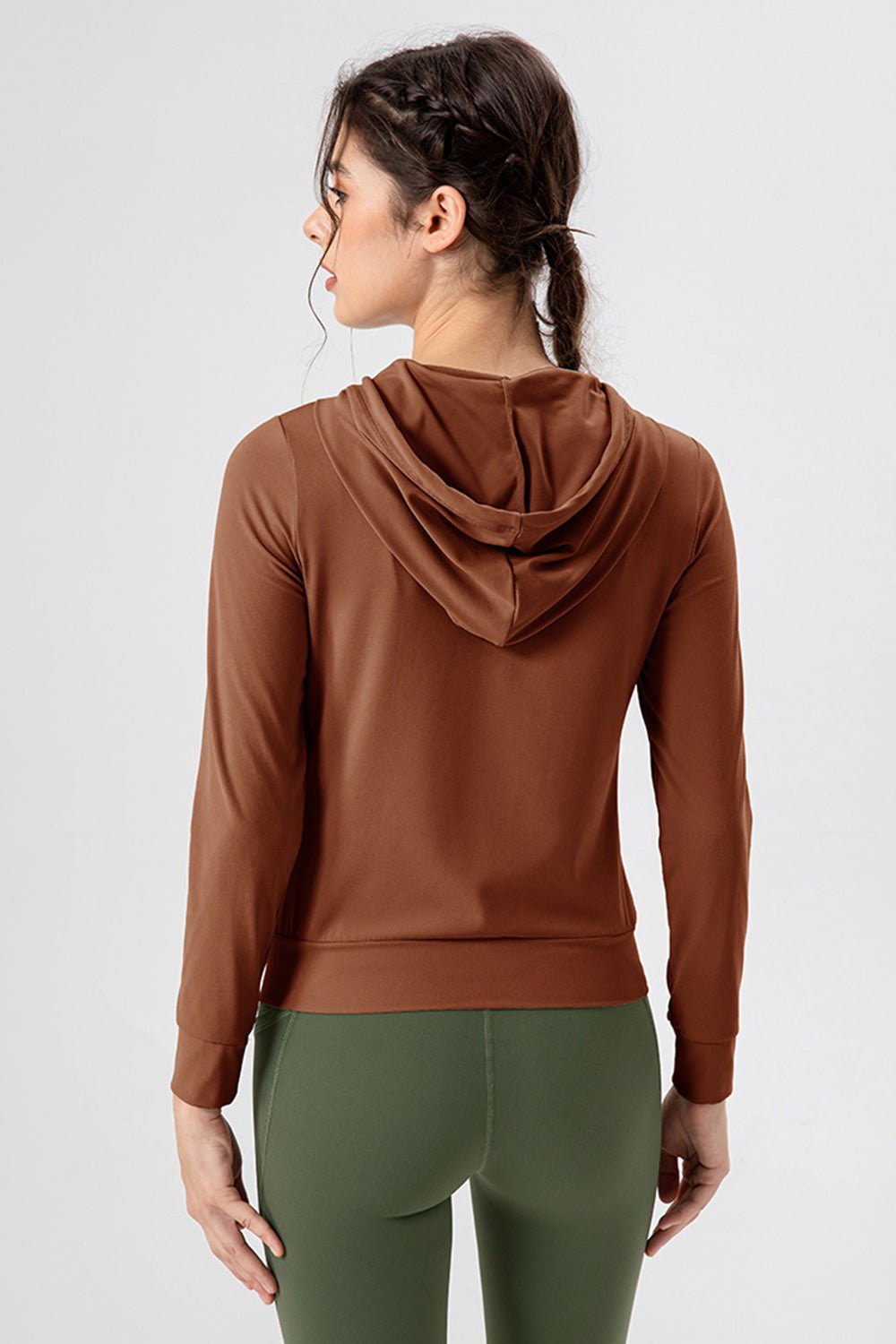 Drawstring Zip Up Hooded Active Outerwear - GirlyBayActivewearDrawstring Zip Up Hooded Active Outerwear100100383739938SBrownGirlyBayDrawstring Zip Up Hooded Active Outerwear