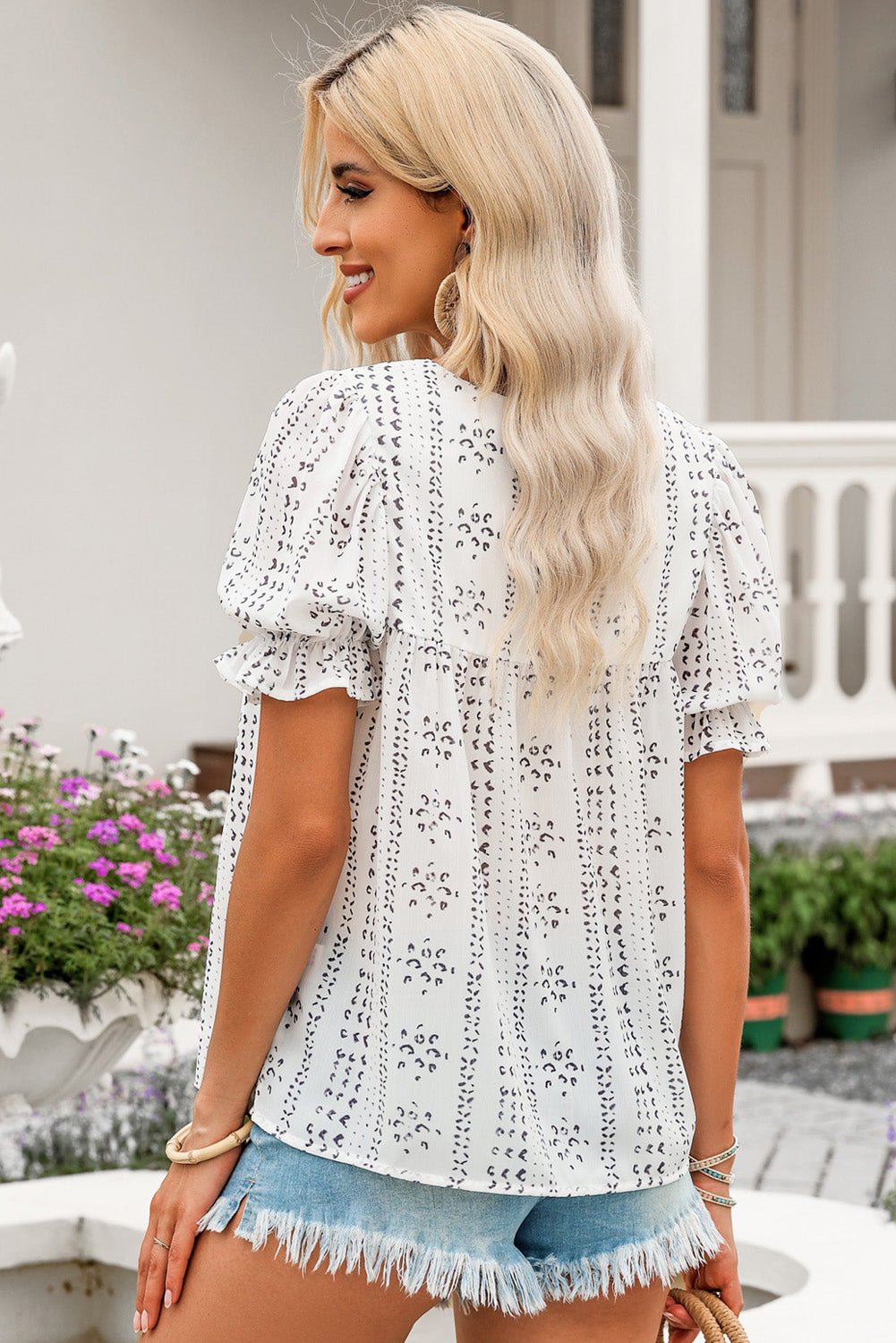 Embroidered Round Neck Flounce Sleeve Blouse - GirlyBayEmbroidered Round Neck Flounce Sleeve Blouse100101193757325SWhiteGirlyBayEmbroidered Round Neck Flounce Sleeve Blouse