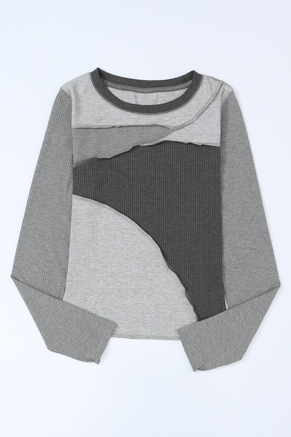 Exposed Seam Contrast Round Neck Long Sleeve T-Shirt - GirlyBayExposed Seam Contrast Round Neck Long Sleeve T-Shirt100100835875629SGrayGirlyBayExposed Seam Contrast Round Neck Long Sleeve T-Shirt