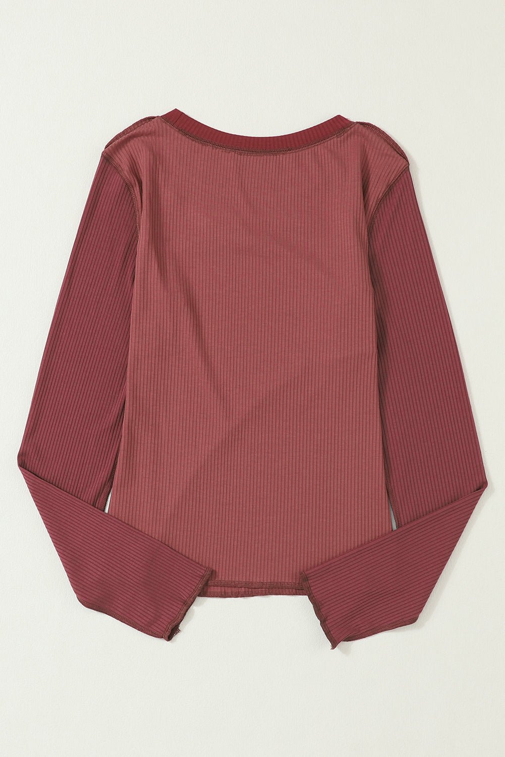 Exposed Seam Contrast Round Neck Long Sleeve T-Shirt - GirlyBayExposed Seam Contrast Round Neck Long Sleeve T-Shirt100100835879565SBurgundyGirlyBayExposed Seam Contrast Round Neck Long Sleeve T-Shirt
