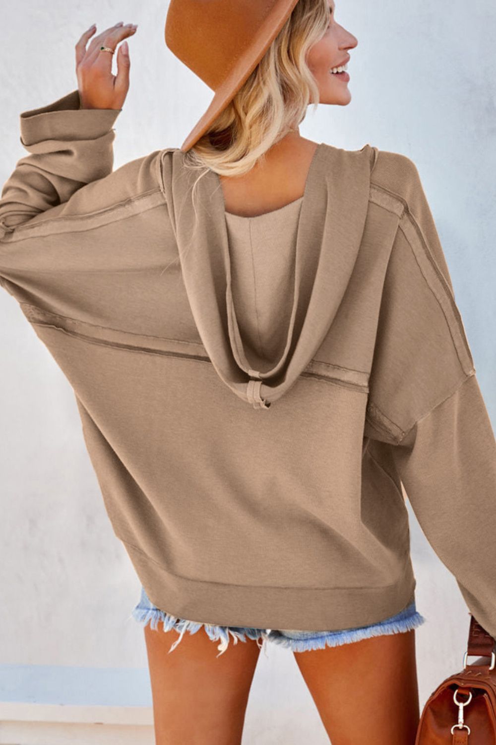 Exposed Seam Long Sleeve Hoodie - GirlyBaySweatshirts & HoodiesExposed Seam Long Sleeve Hoodie100100183025756SKhakiGirlyBayExposed Seam Long Sleeve Hoodie