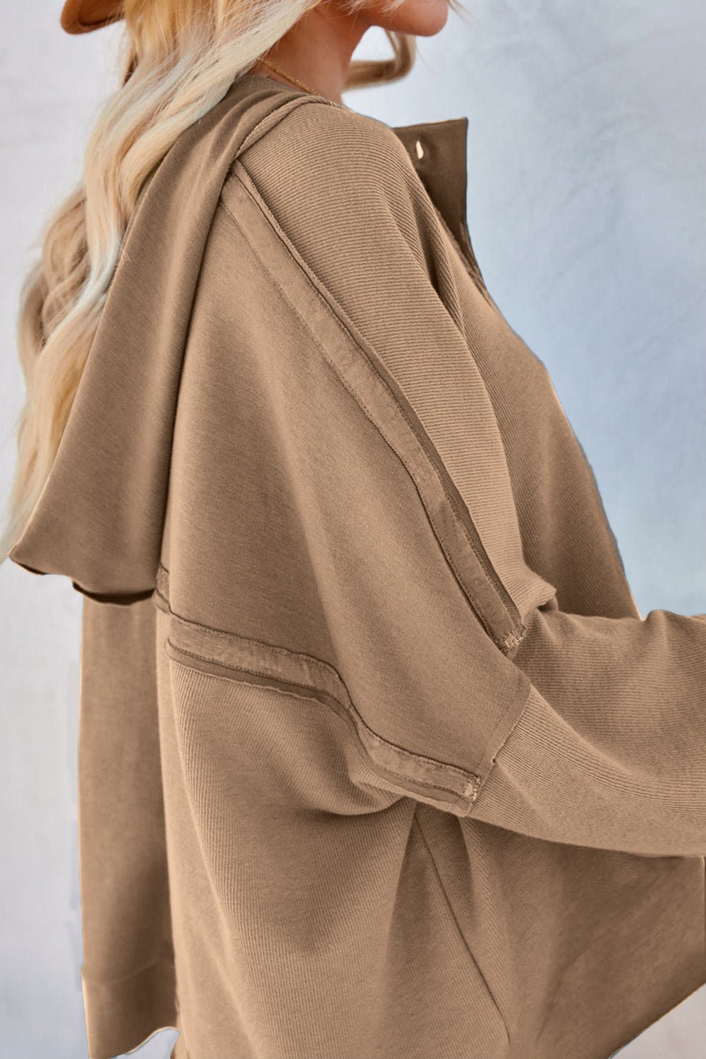 Exposed Seam Long Sleeve Hoodie - GirlyBaySweatshirts & HoodiesExposed Seam Long Sleeve Hoodie100100183025756SKhakiGirlyBayExposed Seam Long Sleeve Hoodie