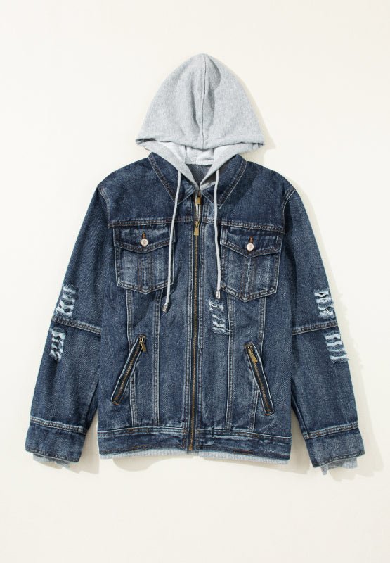 Fake Two - Piece Hooded Zip - Up Denim Jacket - GirlyBayJeans & DenimFake Two - Piece Hooded Zip - Up Denim Jacket100100911895594SDark BlueGirlyBayFake Two - Piece Hooded Zip - Up Denim Jacket