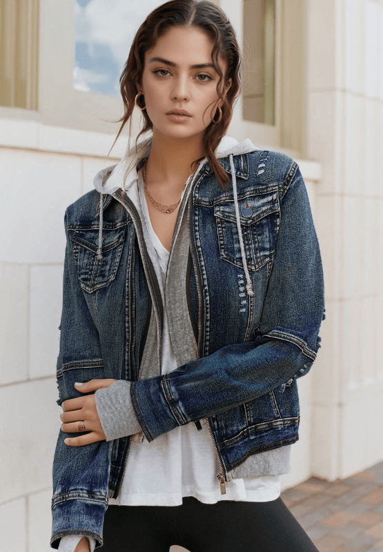 Fake Two - Piece Hooded Zip - Up Denim Jacket - GirlyBayJeans & DenimFake Two - Piece Hooded Zip - Up Denim Jacket100100911895594SDark BlueGirlyBayFake Two - Piece Hooded Zip - Up Denim Jacket