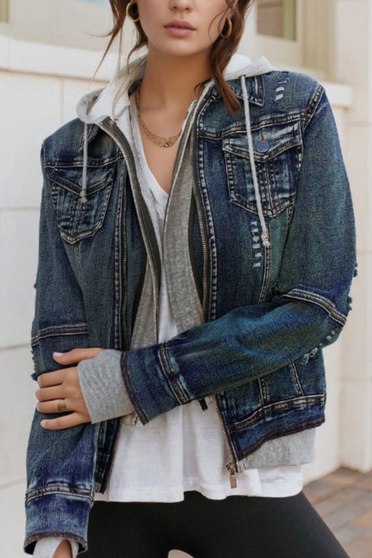 Fake Two - Piece Hooded Zip - Up Denim Jacket - GirlyBayJeans & DenimFake Two - Piece Hooded Zip - Up Denim Jacket100100911895594SDark BlueGirlyBayFake Two - Piece Hooded Zip - Up Denim Jacket