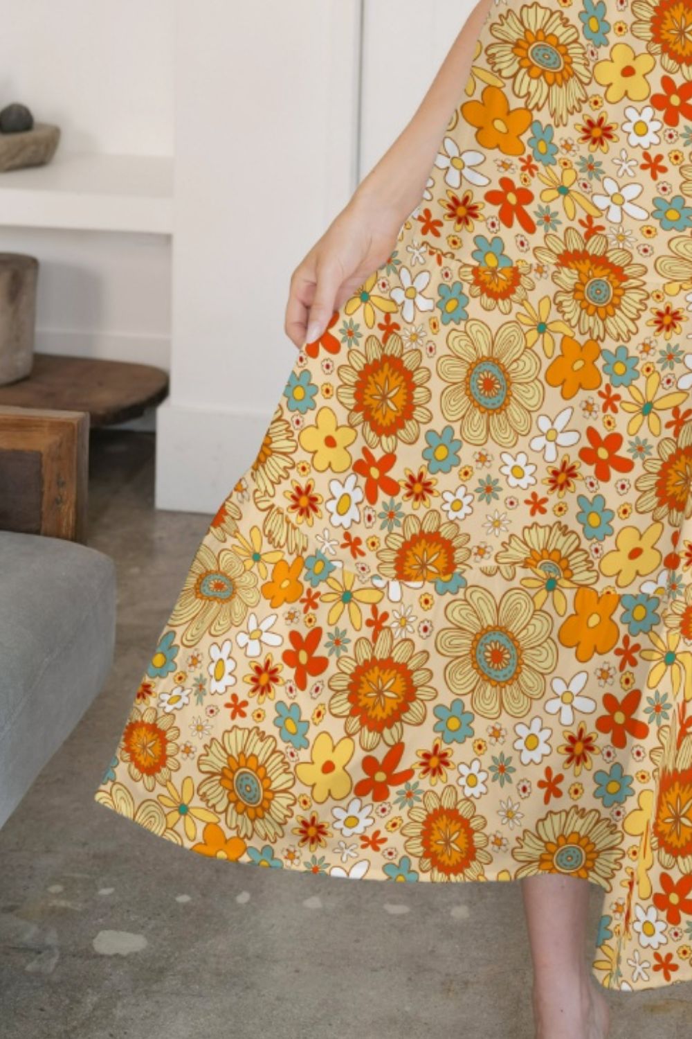 =FAM-FAM Tiered Printed V-Neck Sleeveless DressGirlyBayGirlyBay100100021709410Light YellowSFAM-FAM=