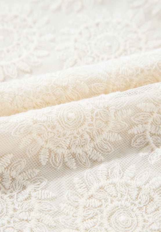 Flower Jacquard Flounce Sleeve Blouse - GirlyBayShirtFlower Jacquard Flounce Sleeve Blouse100100517252270SBeigeGirlyBayFlower Jacquard Flounce Sleeve Blouse