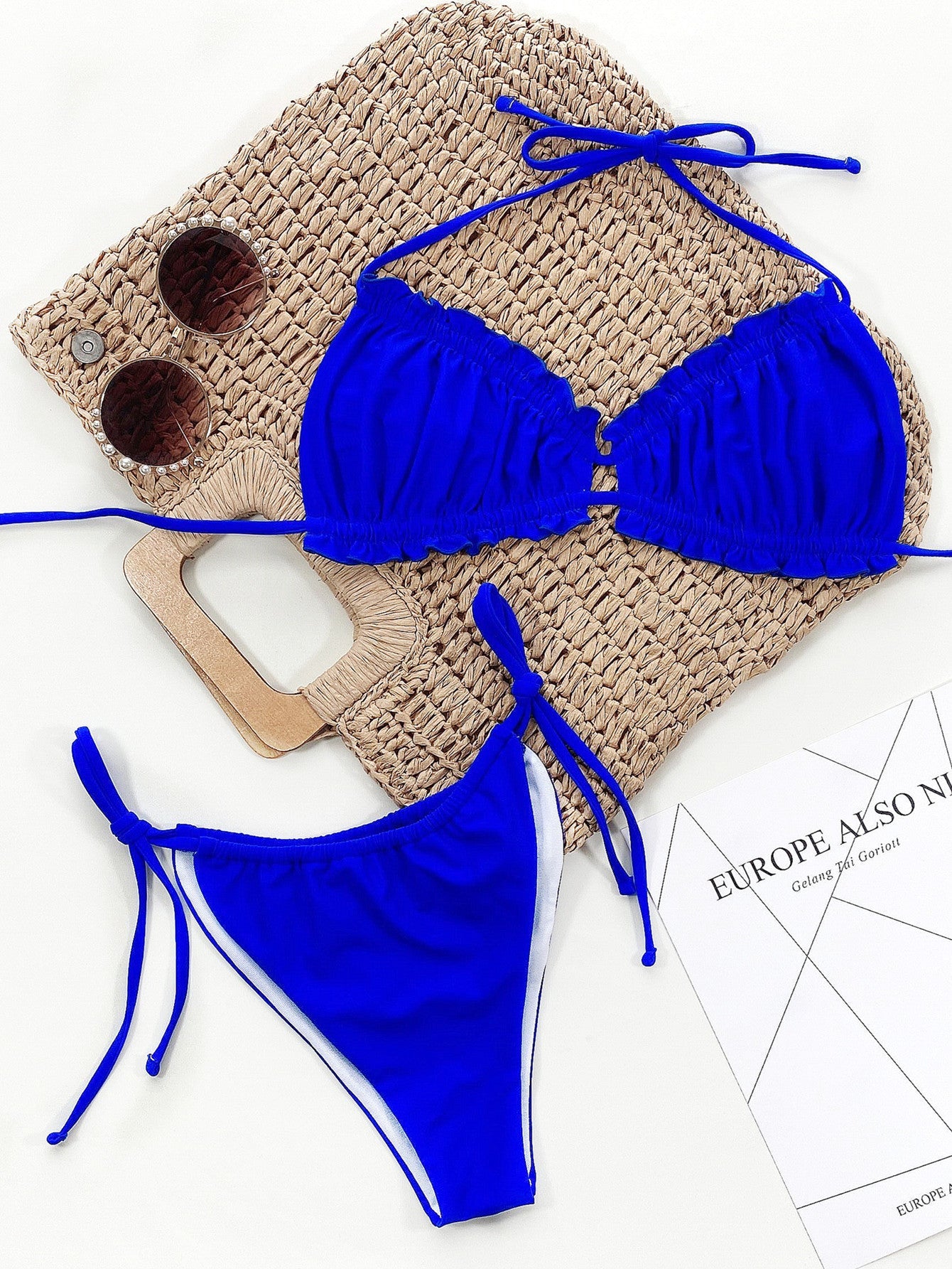 Frill Trill Halter Neck Bikini SetBikinis & TankinisTrendsiGirlyBay100100290226547Royal BlueSDouble.T