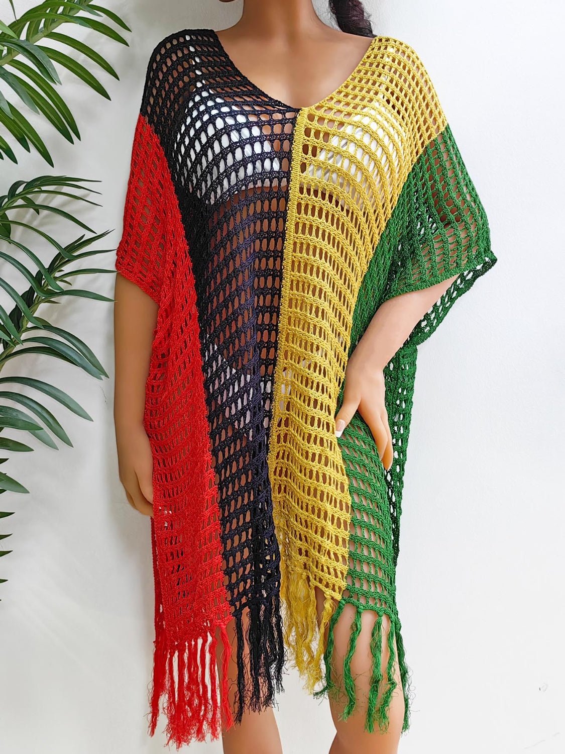Fringe Color Block Scoop Neck Cover Up - GirlyBayCover Ups#original_value#100100524022757One SizeGreenGirlyBay