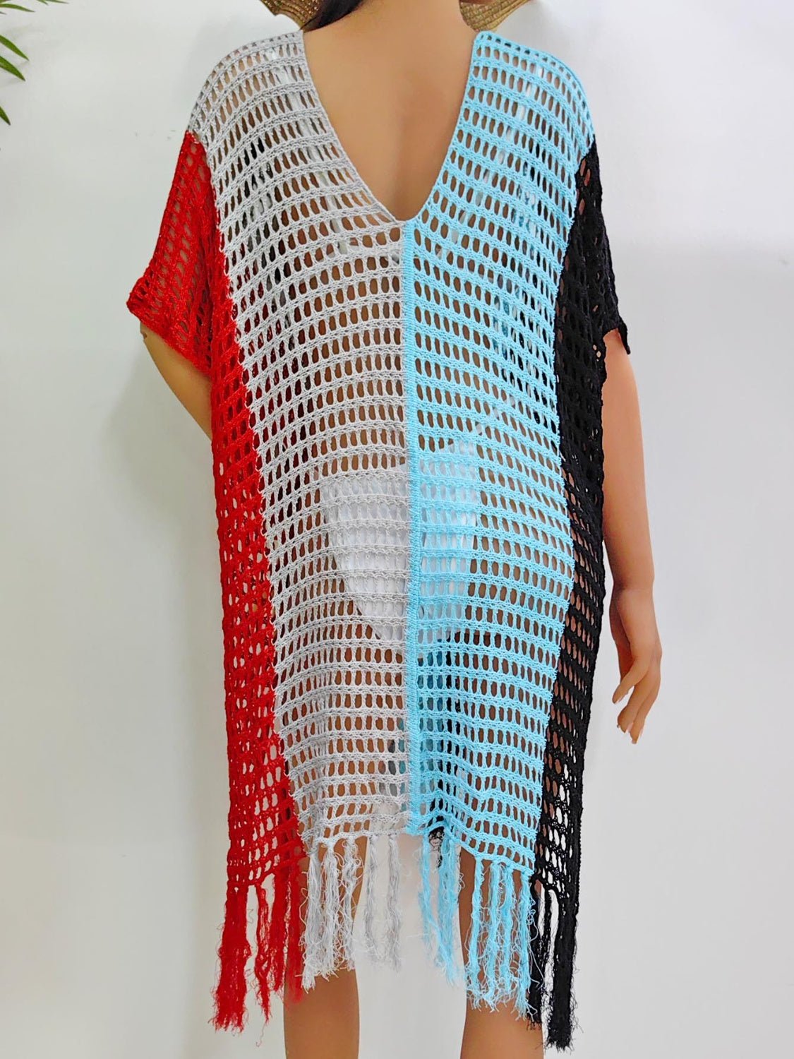Fringe Color Block Scoop Neck Cover Up - GirlyBayCover Ups#original_value#100100524023856One SizeBlackGirlyBay