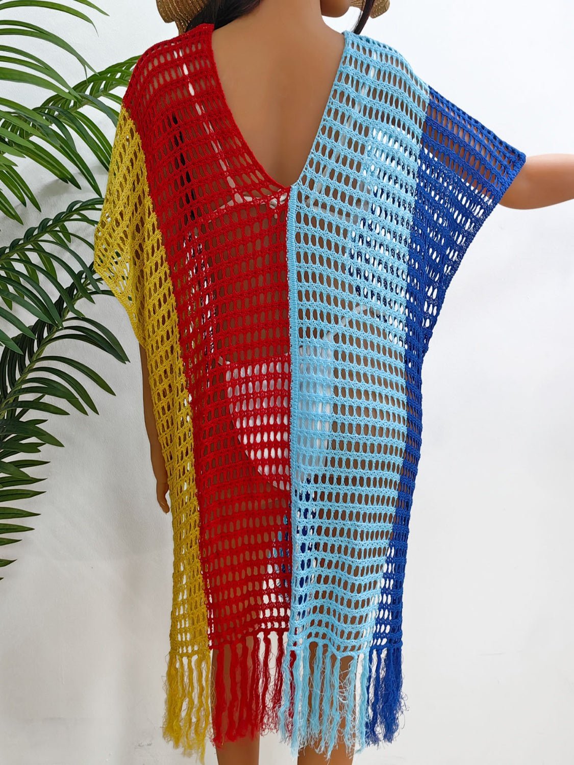 Fringe Color Block Scoop Neck Cover Up - GirlyBayCover Ups#original_value#100100524024280One SizeRoyal BlueGirlyBay