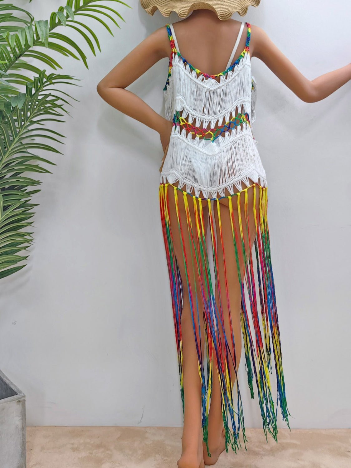 Fringe Cover-Up: Spaghetti Strap StyleCover UpsTrendsiTrendsi100100588082388White