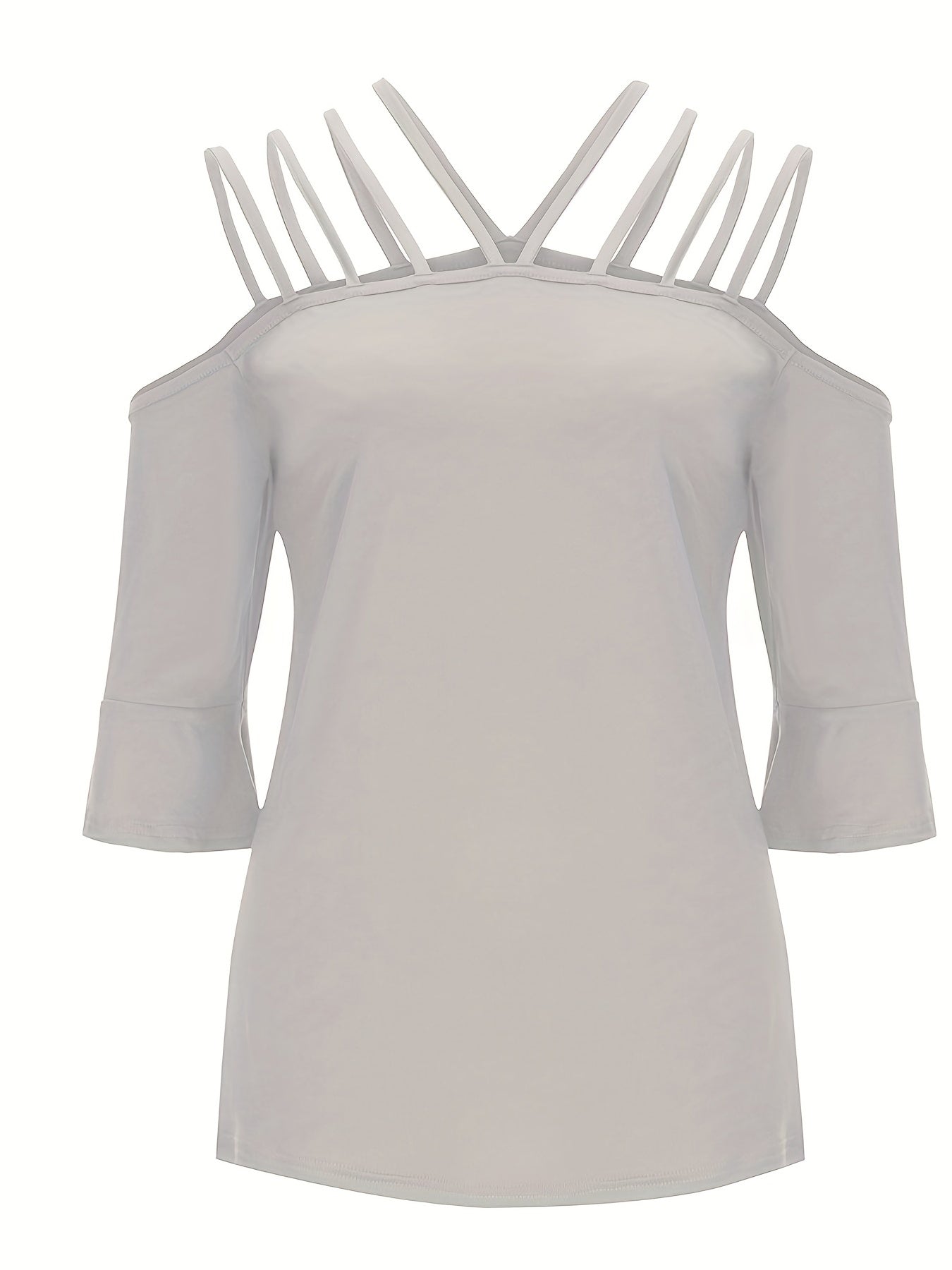 Full Size Cold Shoulder Three - Quarter Sleeve Blouse - GirlyBayShirtFull Size Cold Shoulder Three - Quarter Sleeve Blouse100100494128520SLight GrayGirlyBayFull Size Cold Shoulder Three - Quarter Sleeve Blouse