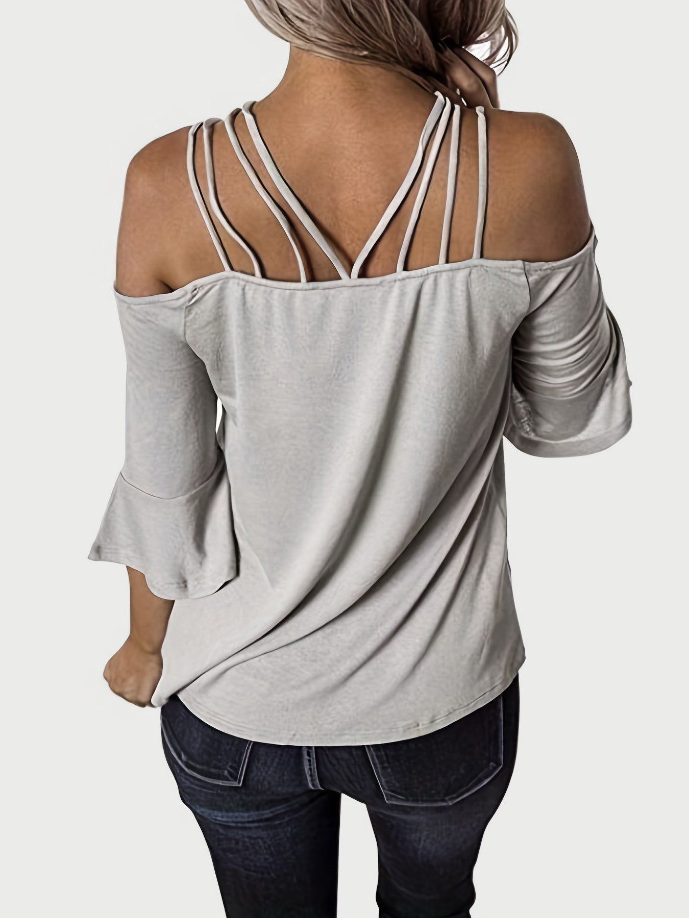 Full Size Cold Shoulder Three - Quarter Sleeve Blouse - GirlyBayShirtFull Size Cold Shoulder Three - Quarter Sleeve Blouse100100494128520SLight GrayGirlyBayFull Size Cold Shoulder Three - Quarter Sleeve Blouse