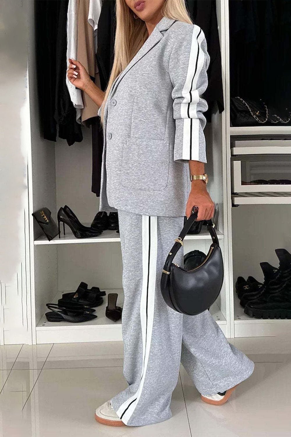Full Size Contrast Lapel Collar Top and Pants Set - GirlyBayFull Size Contrast Lapel Collar Top and Pants Set100100243041236SLight GrayGirlyBayFull Size Contrast Lapel Collar Top and Pants Set