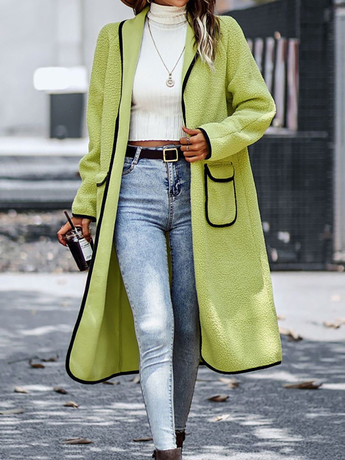 Full Size Contrast Trim Long Sleeve Coat with Pockets - GirlyBayOuterwearFull Size Contrast Trim Long Sleeve Coat with Pockets100100670782515SLimeGirlyBayFull Size Contrast Trim Long Sleeve Coat with Pockets