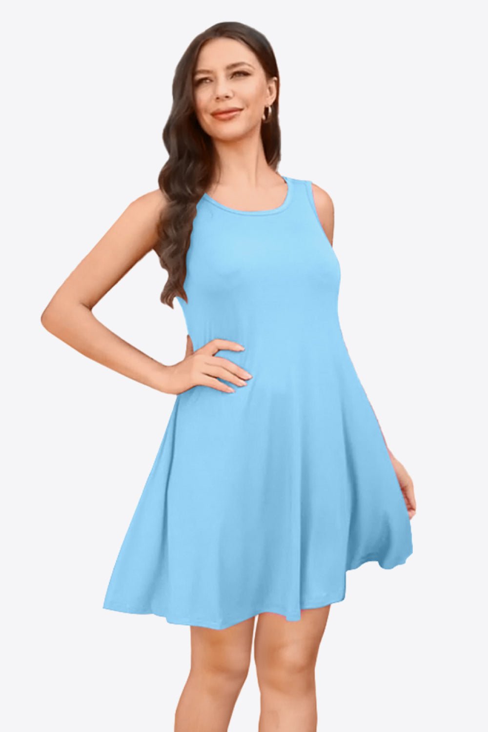Full Size Round Neck Sleeveless Dress with PocketsCasual DressesTrendsiGirlyBayA&D
