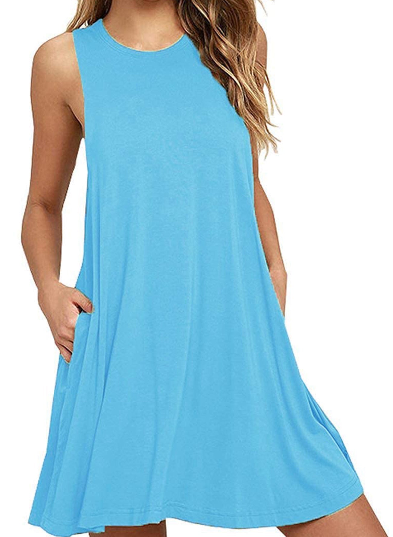 Full Size Round Neck Sleeveless Dress with PocketsCasual DressesTrendsiGirlyBayA&D