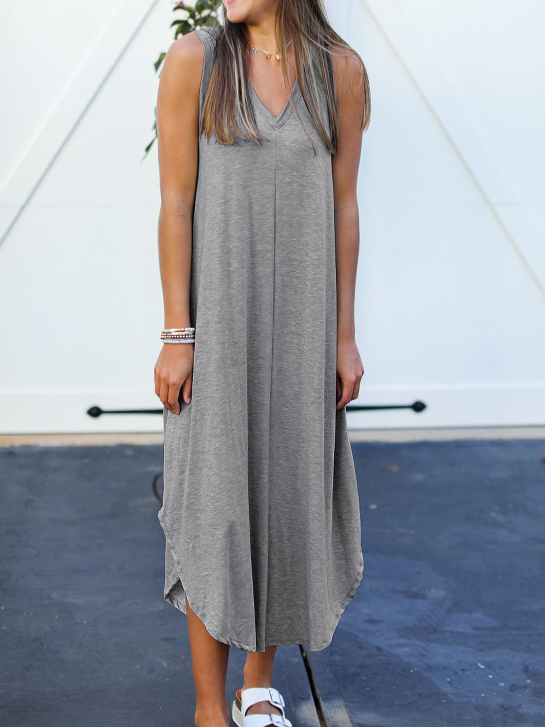 Full Size V - Neck Midi Tank Dress - GirlyBayMaxi DressesFull Size V - Neck Midi Tank Dress100100693697437SDark GrayGirlyBayFull Size V - Neck Midi Tank Dress