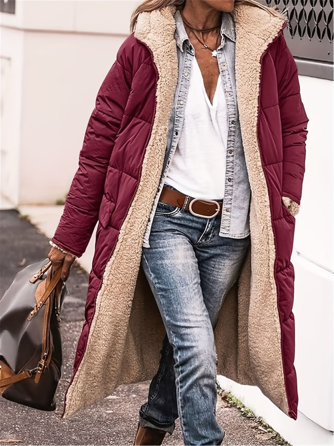 Full Size Zip Up Sherpa Hooded Coat - GirlyBayPlus Size ClothesFull Size Zip Up Sherpa Hooded Coat100100219171096SBurgundyGirlyBayFull Size Zip Up Sherpa Hooded Coat