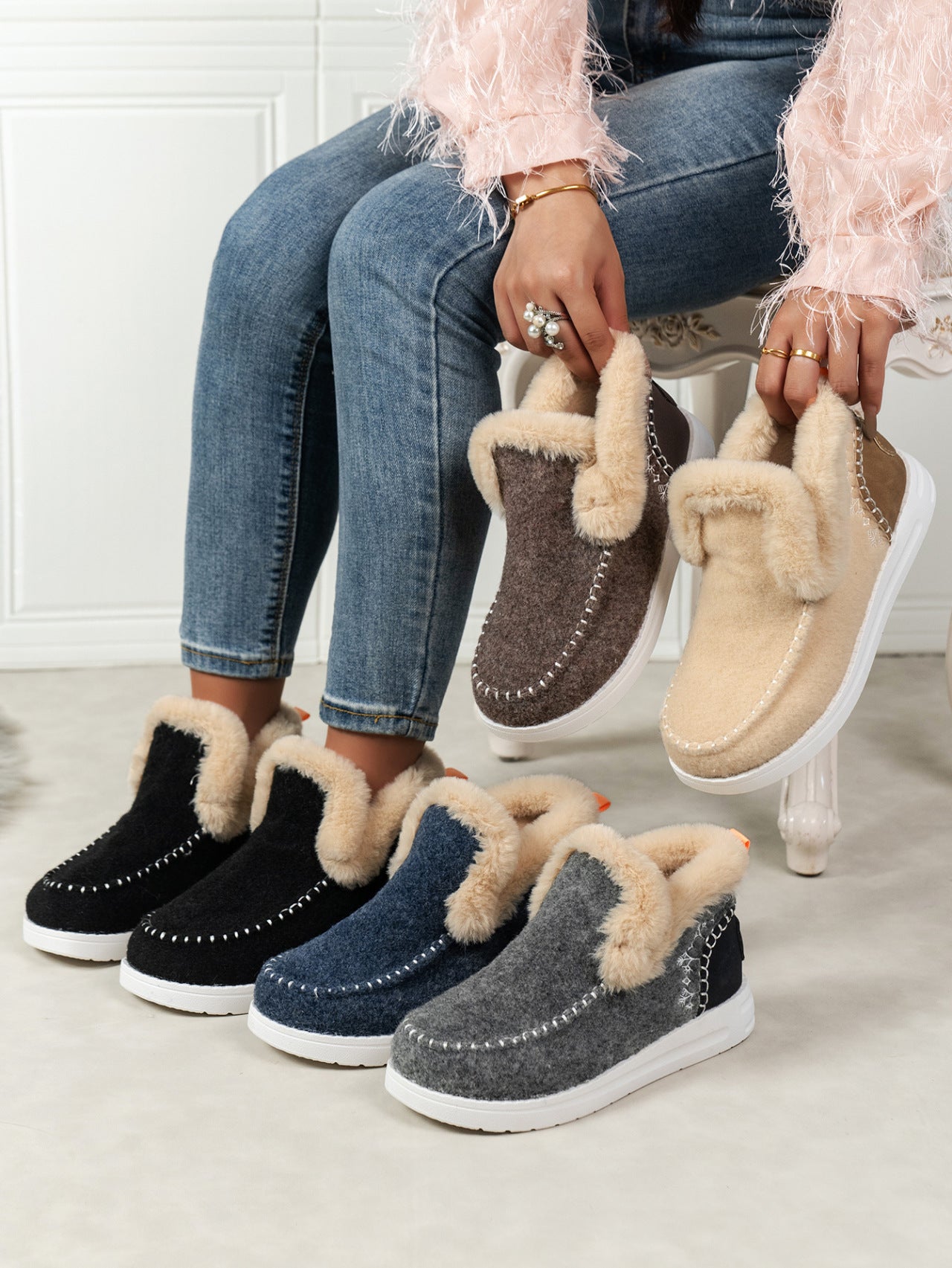 Furry Suede Round Toe Flat Sneakers - GirlyBayShoesFurry Suede Round Toe Flat Sneakers10060013331121436(US5)NavyGirlyBayFurry Suede Round Toe Flat Sneakers