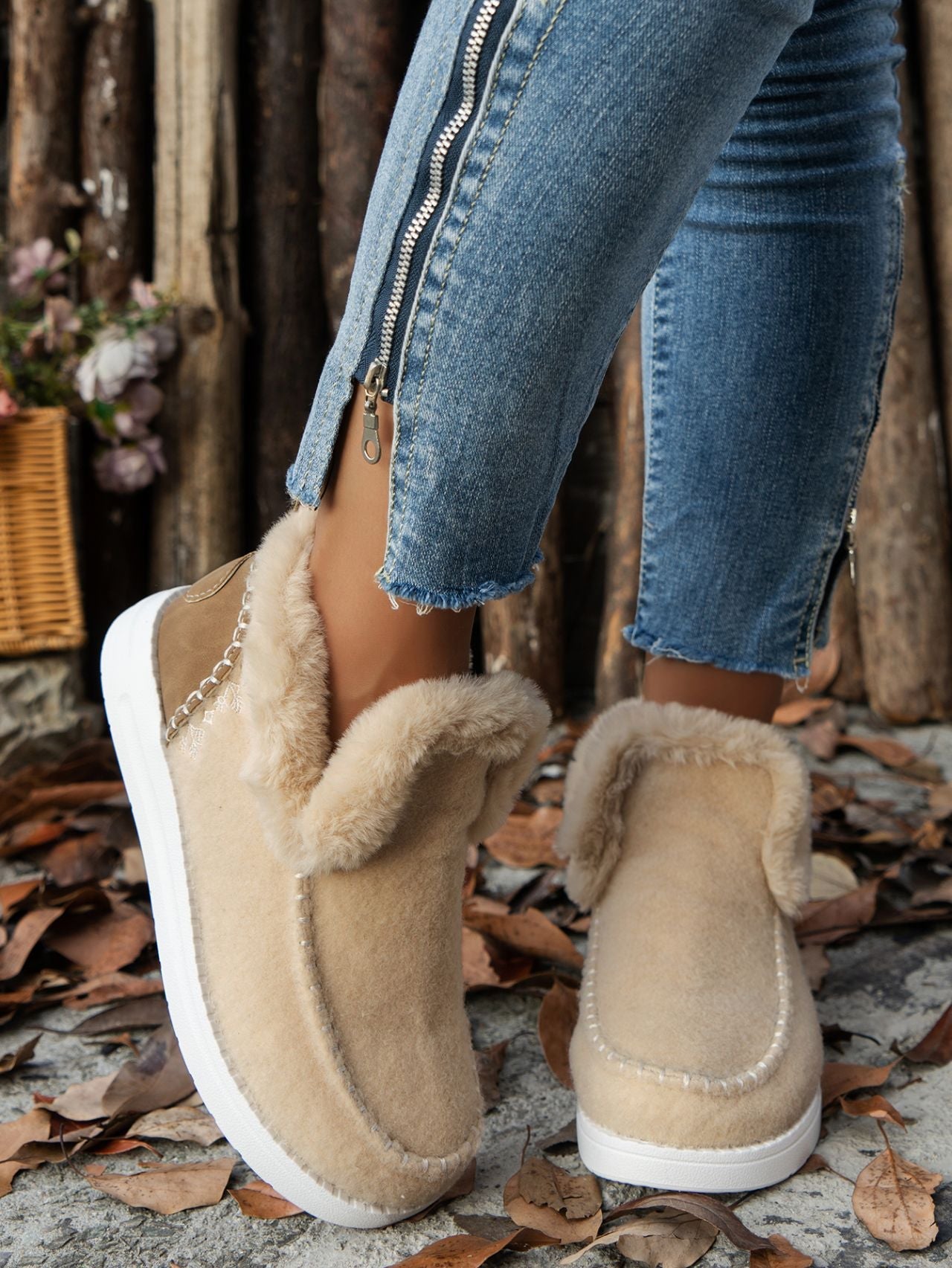 Furry Suede Round Toe Flat Sneakers - GirlyBayShoesFurry Suede Round Toe Flat Sneakers10060013331338136(US5)BeigeGirlyBayFurry Suede Round Toe Flat Sneakers