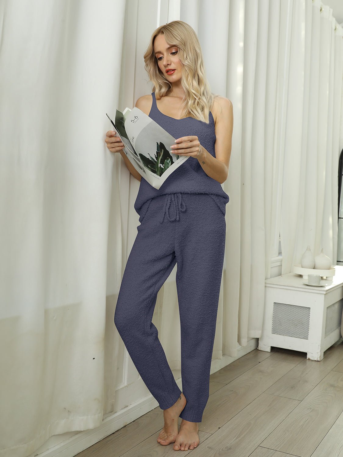 Fuzzy V - Neck Cami and Pants Lounge Set - GirlyBayLoungewear & UnderwearFuzzy V - Neck Cami and Pants Lounge Set100100015913632SDusty BlueGirlyBayFuzzy V - Neck Cami and Pants Lounge Set