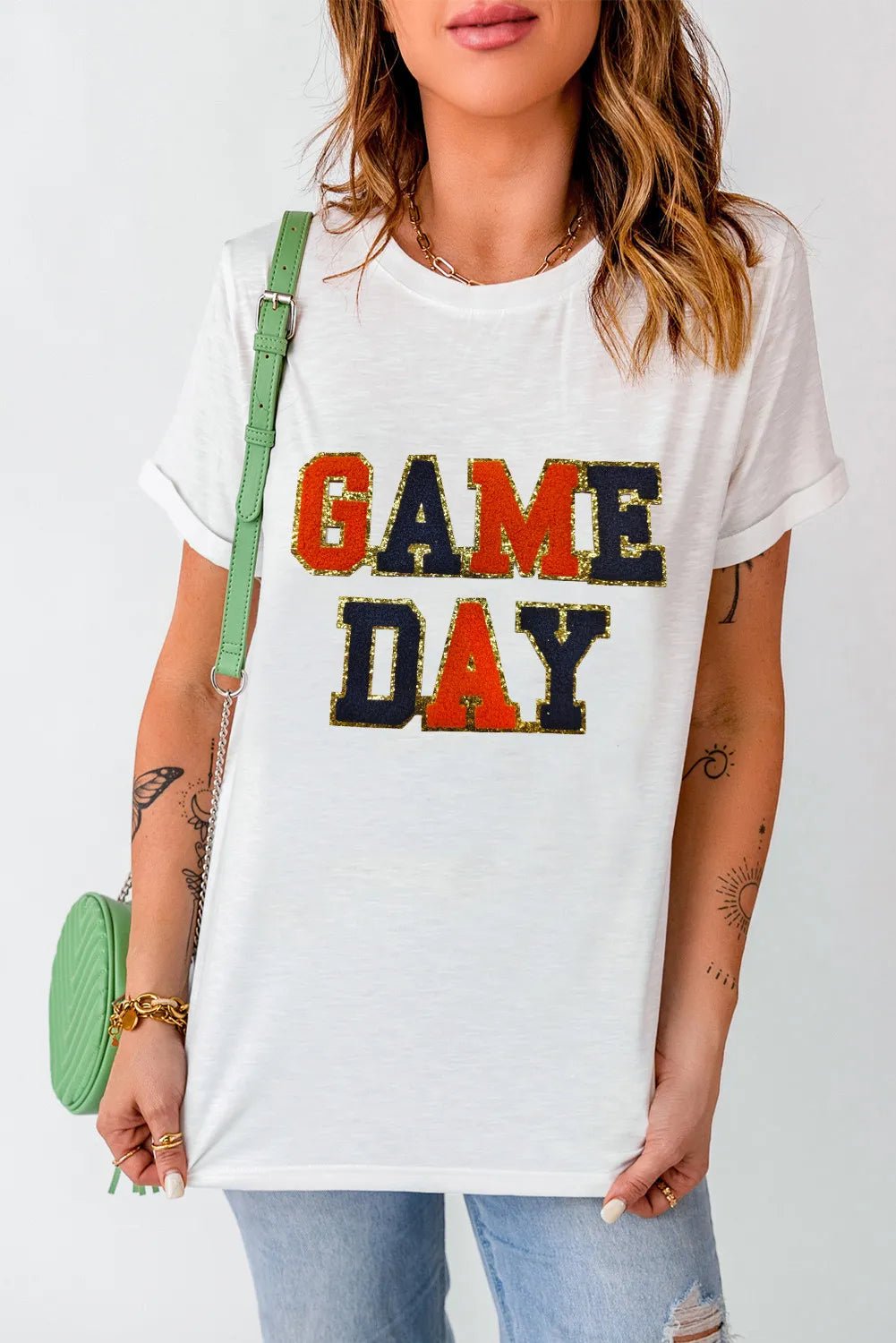 GAME DAY Round Neck Short Sleeve T-Shirt - GirlyBayT-ShirtGAME DAY Round Neck Short Sleeve T-Shirt100100750251513SWhiteGirlyBayGAME DAY Round Neck Short Sleeve T-Shirt
