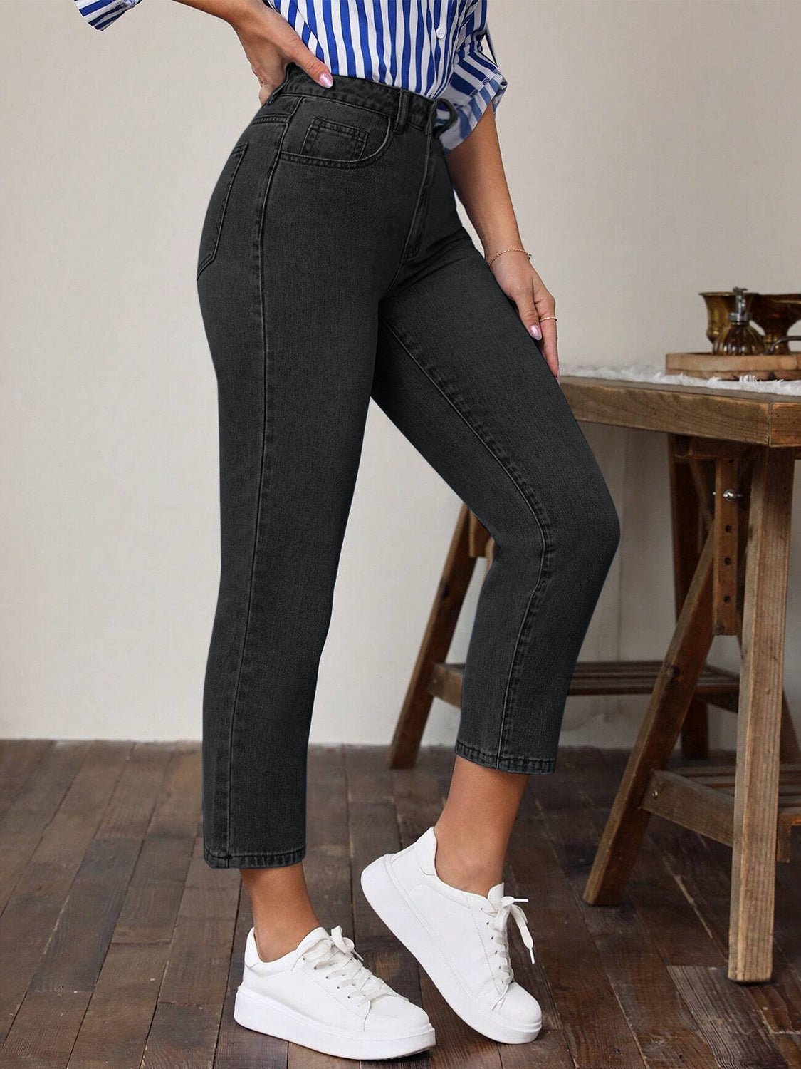 High Waist Jeans with Pockets - GirlyBayJeans & DenimHigh Waist Jeans with Pockets100100939282916SBlackGirlyBayHigh Waist Jeans with Pockets