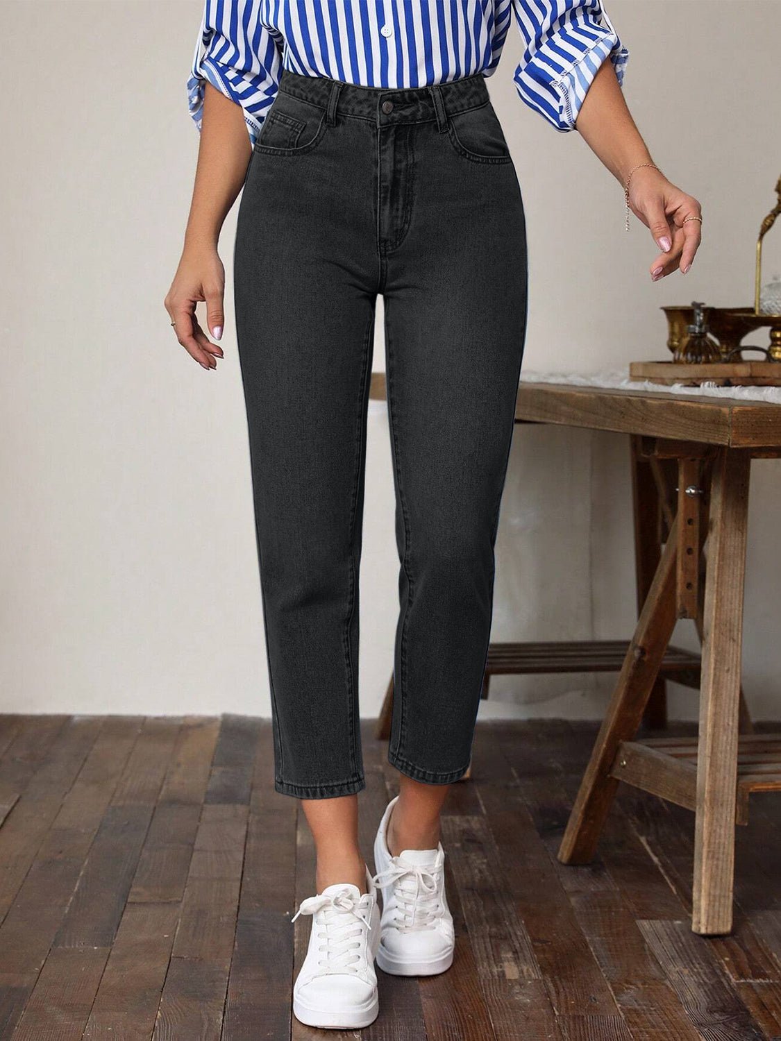 High Waist Jeans with Pockets - GirlyBayJeans & DenimHigh Waist Jeans with Pockets100100939282916SBlackGirlyBayHigh Waist Jeans with Pockets