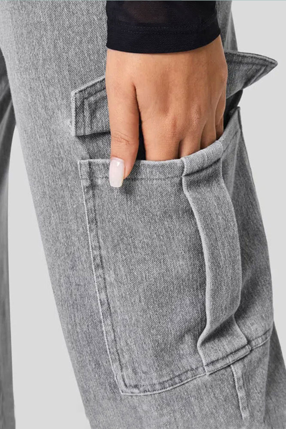 High Waist Straight Leg Cargo Jeans - GirlyBayJeans & DenimHigh Waist Straight Leg Cargo Jeans100100901231556XSGrayGirlyBayHigh Waist Straight Leg Cargo Jeans