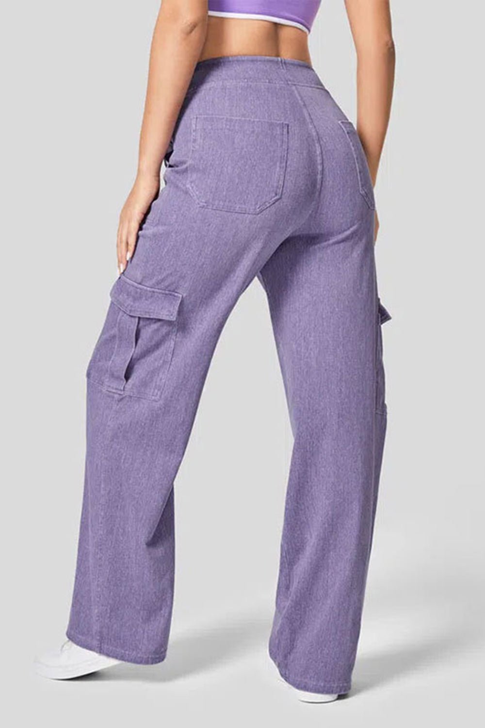 High Waist Straight Leg Cargo Jeans - GirlyBayJeans & DenimHigh Waist Straight Leg Cargo Jeans100100901231695XSLilacGirlyBayHigh Waist Straight Leg Cargo Jeans