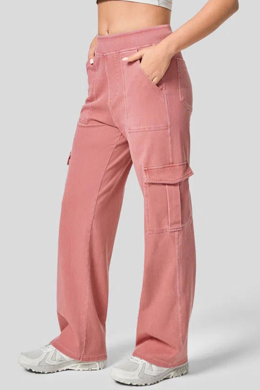 High Waist Straight Leg Cargo Jeans - GirlyBayJeans & DenimHigh Waist Straight Leg Cargo Jeans100100901232151XSBurnt CoralGirlyBayHigh Waist Straight Leg Cargo Jeans