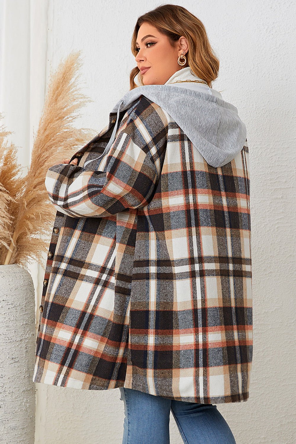 Honey Plus Size Plaid Drop Shoulder Hooded Coat - GirlyBayOuterweardf129a02a37a478ea43bc5b64b50f928 - Max1001007339376861XLBlackGirlyBaydf129a02a37a478ea43bc5b64b50f928 - MaxHoney Plus Size Plaid Drop Shoulder Hooded CoatOuterwearGirlyBay100100733937686