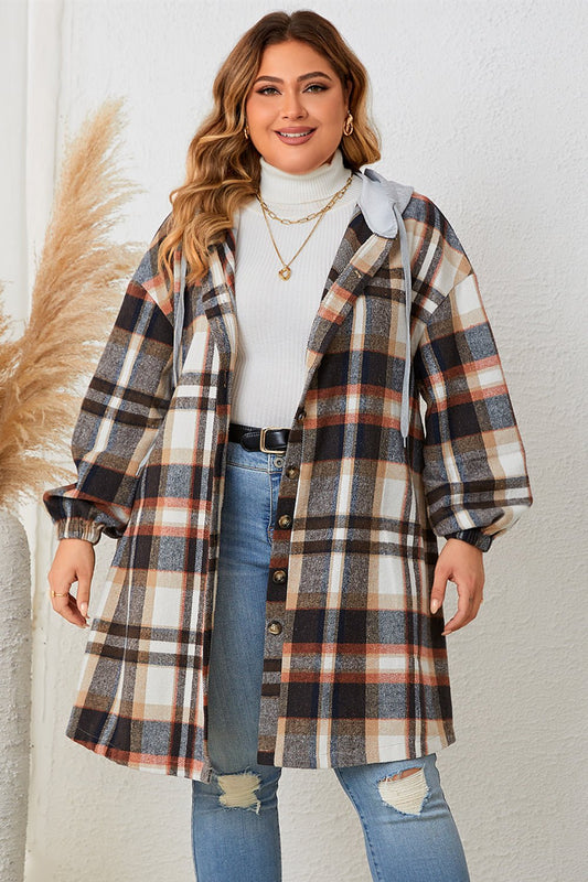 Honey Plus Size Plaid Drop Shoulder Hooded Coat - GirlyBayOuterwear70e8a80982c3455f985d0b4dfa2a506a - Max1001007339376861XLBlackGirlyBay70e8a80982c3455f985d0b4dfa2a506a - MaxHoney Plus Size Plaid Drop Shoulder Hooded CoatOuterwearGirlyBay100100733937686