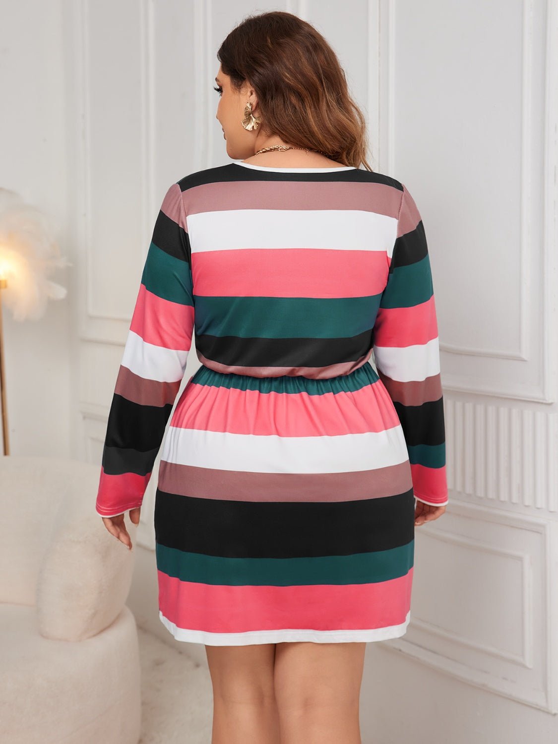 Honey Plus Size Striped V - Neck Long Sleeve Mini Dress - GirlyBayPlus Size ClothesHoney Plus Size Striped V - Neck Long Sleeve Mini Dress1001003287316881XLBurnt CoralGirlyBayHoney Plus Size Striped V - Neck Long Sleeve Mini Dress