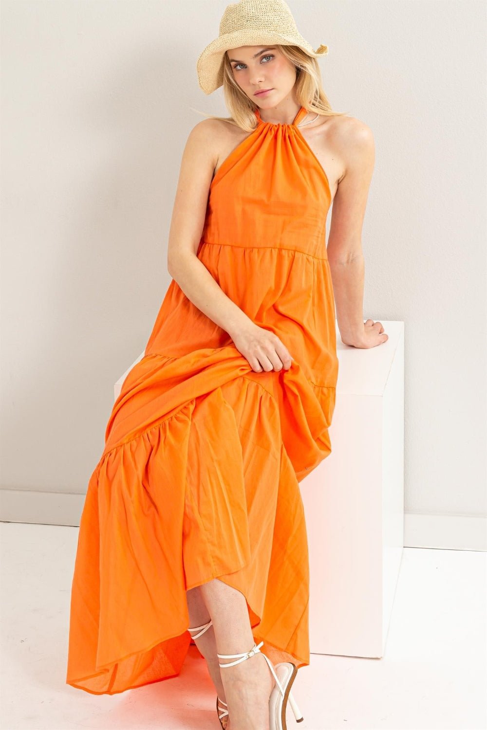 HYFVE Halter Neck Cover Up Maxi DressCover UpsTrendsiGirlyBay100100504551745OrangeSHYFVEShip from USA