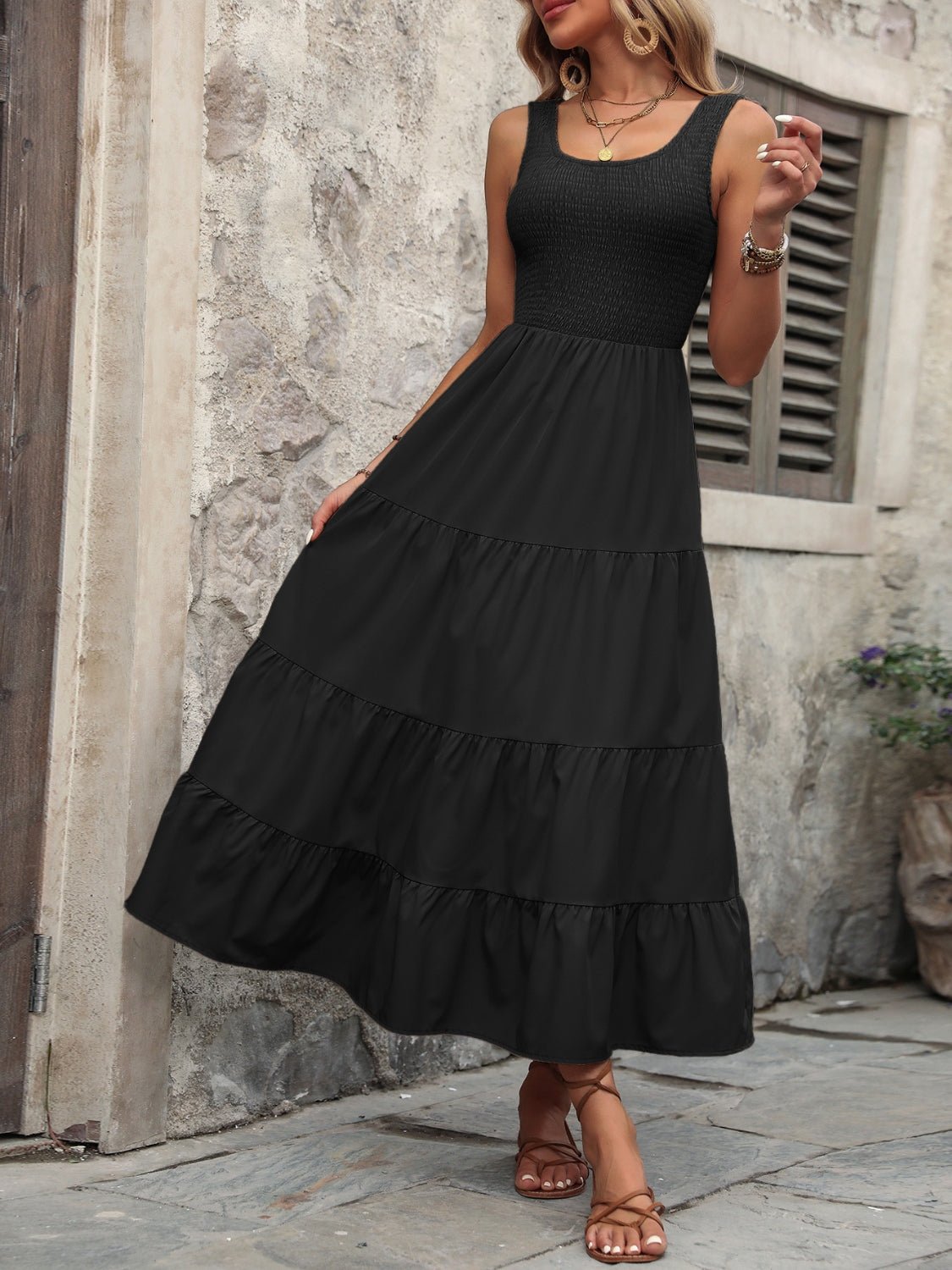 Ivy Lane Smocked Scoop Neck Sleeveless Tank Dress - GirlyBayIvy Lane Smocked Scoop Neck Sleeveless Tank Dress100100973807396SBlackGirlyBayIvy Lane Smocked Scoop Neck Sleeveless Tank Dress