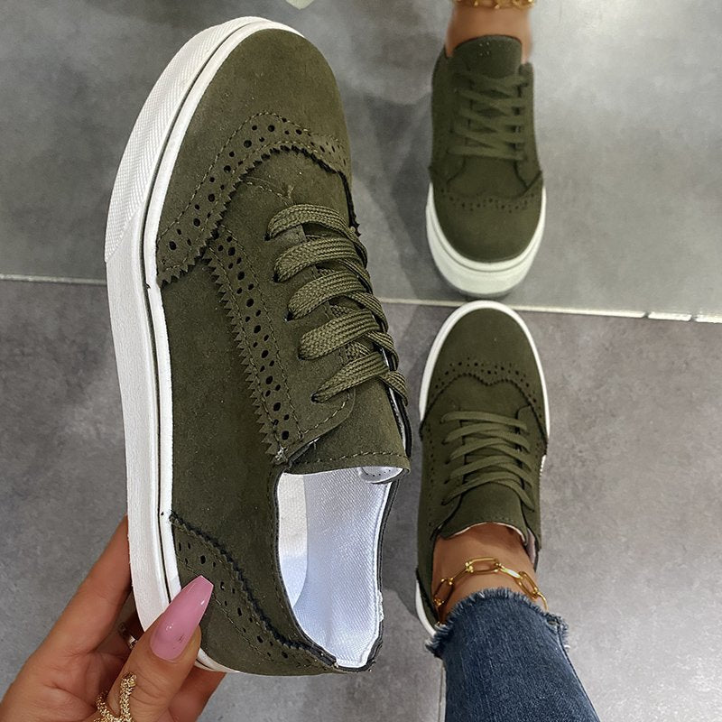Lace - Up Suedette Flat Sneakers - GirlyBayLace - Up Suedette Flat Sneakers10060003872108635(US4)Army GreenGirlyBayLace - Up Suedette Flat Sneakers