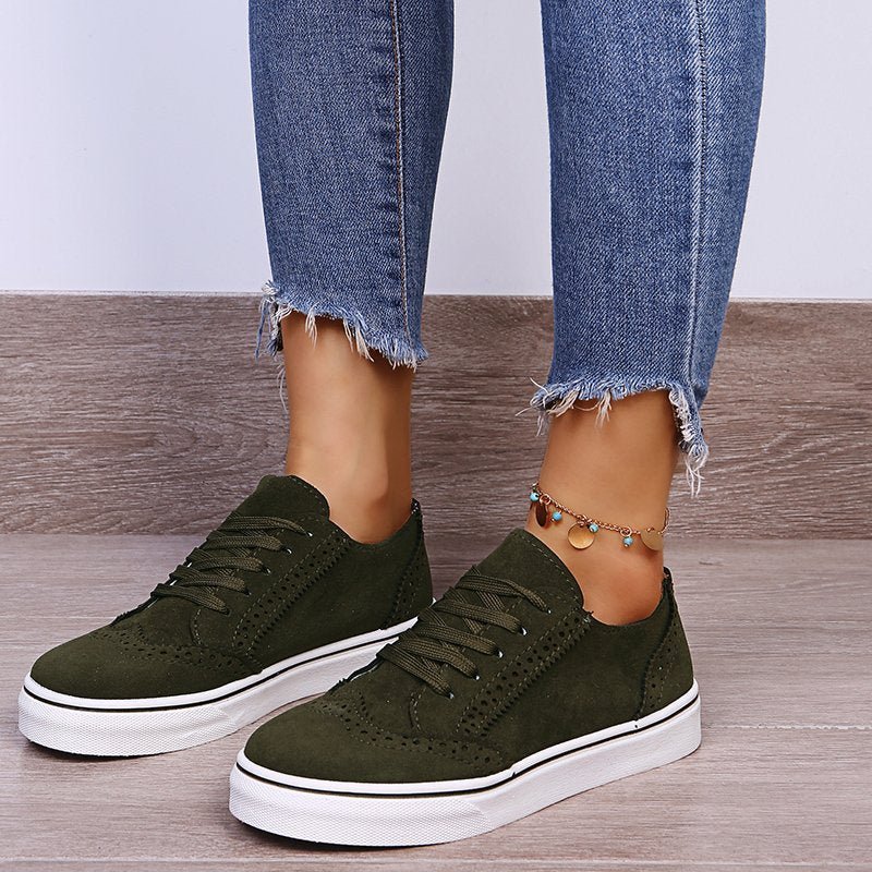 Lace - Up Suedette Flat Sneakers - GirlyBayLace - Up Suedette Flat Sneakers10060003872108635(US4)Army GreenGirlyBayLace - Up Suedette Flat Sneakers