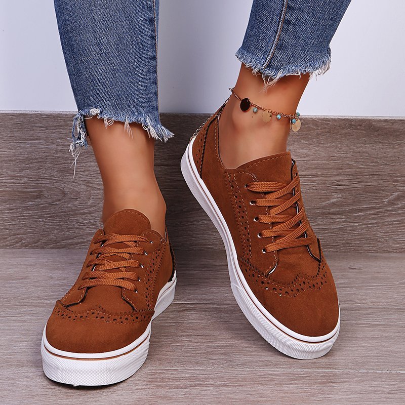 Lace - Up Suedette Flat Sneakers - GirlyBayLace - Up Suedette Flat Sneakers10060003872164235(US4)BrownGirlyBayLace - Up Suedette Flat Sneakers