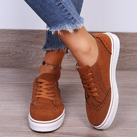 Lace - Up Suedette Flat Sneakers - GirlyBayLace - Up Suedette Flat Sneakers10060003872164235(US4)BrownGirlyBayLace - Up Suedette Flat Sneakers