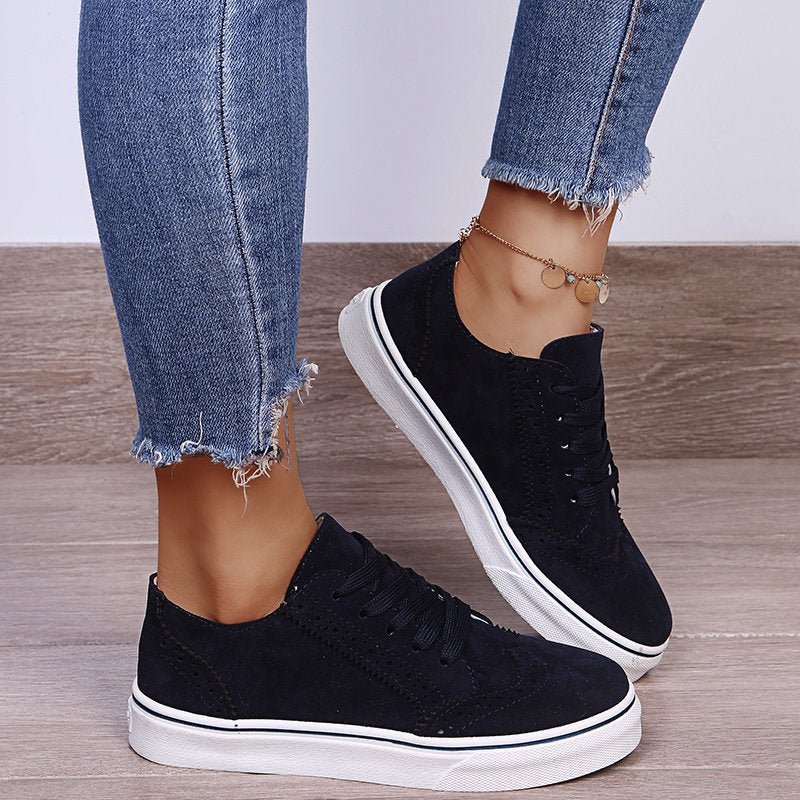 Lace - Up Suedette Flat Sneakers - GirlyBayLace - Up Suedette Flat Sneakers10060003872191535(US4)BlackGirlyBayLace - Up Suedette Flat Sneakers