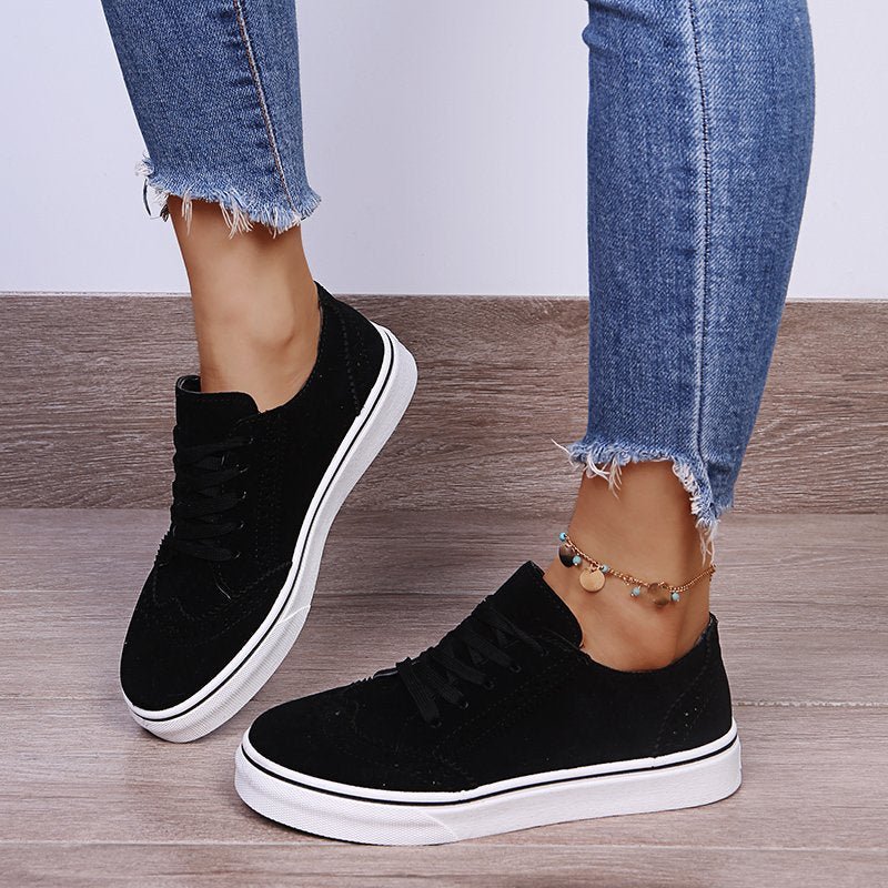 Lace - Up Suedette Flat Sneakers - GirlyBayLace - Up Suedette Flat Sneakers10060003872191535(US4)BlackGirlyBayLace - Up Suedette Flat Sneakers