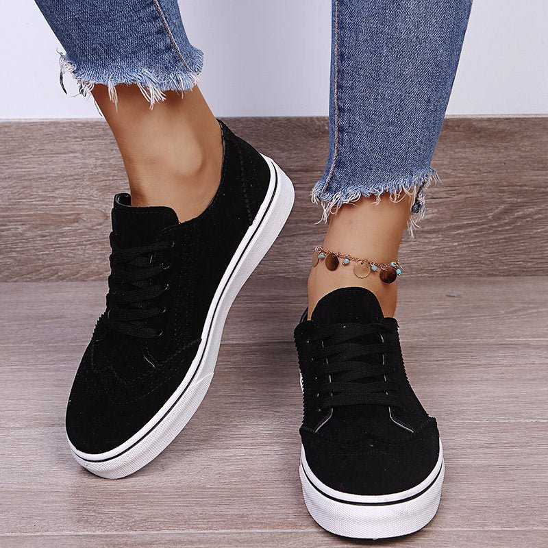 Lace - Up Suedette Flat Sneakers - GirlyBayLace - Up Suedette Flat Sneakers10060003872191535(US4)BlackGirlyBayLace - Up Suedette Flat Sneakers