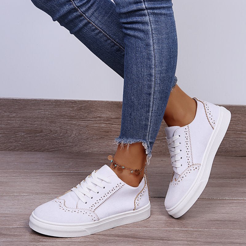 Lace - Up Suedette Flat Sneakers - GirlyBayLace - Up Suedette Flat Sneakers10060003872282435(US4)WhiteGirlyBayLace - Up Suedette Flat Sneakers