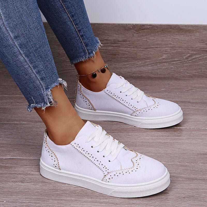 Lace - Up Suedette Flat Sneakers - GirlyBayLace - Up Suedette Flat Sneakers10060003872282435(US4)WhiteGirlyBayLace - Up Suedette Flat Sneakers